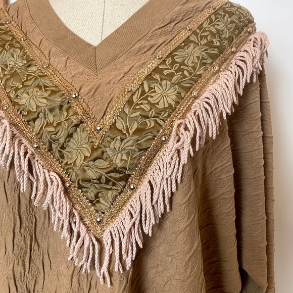 Vintage Western Sweatshirt Sweater with Fringe Studs Smock by Rafael- M - Picture 3 of 11